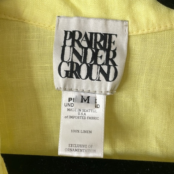 Prairie Underground Linen Lagenlook Top M Oversized Artsy Butter Yellow Loose - Picture 2 of 11